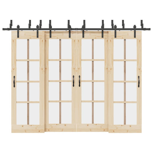 Sliding Door Hardware Kit 305 cm Steel Black