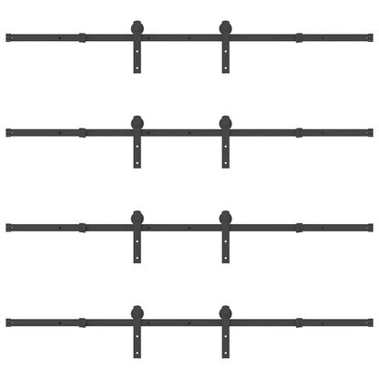 Sliding Door Hardware Kit 366 cm Steel Black