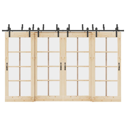 Sliding Door Hardware Kit 366 cm Steel Black