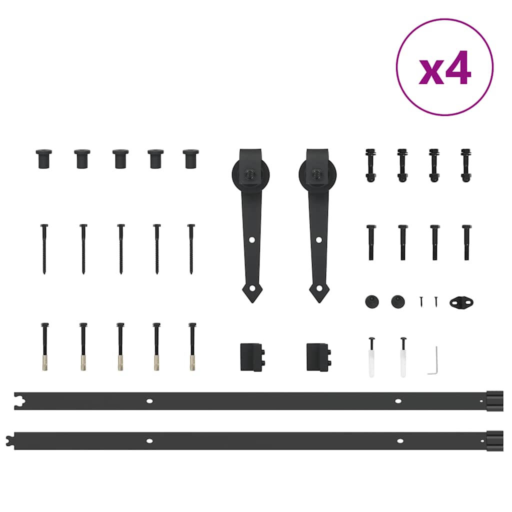 Sliding Door Hardware Kit 427 cm Steel Black