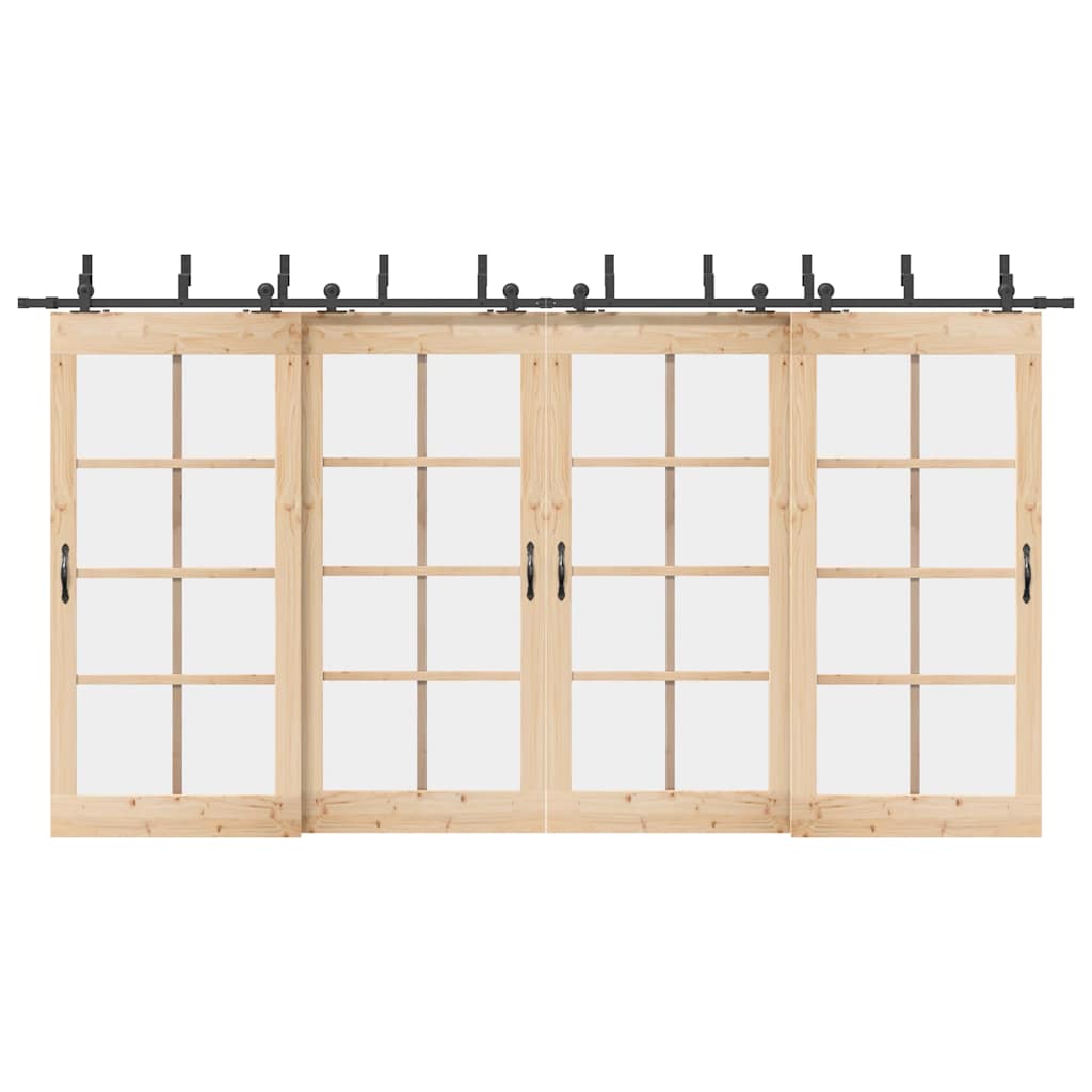 Sliding Door Hardware Kit 427 cm Steel Black