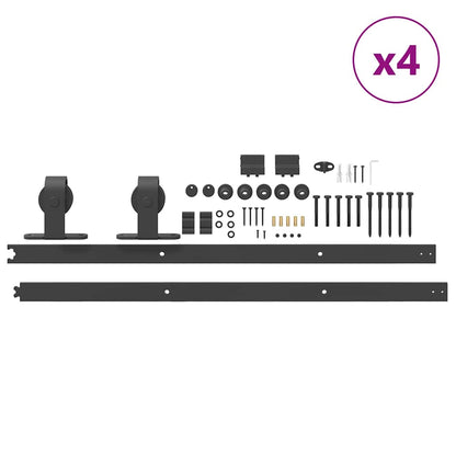 Sliding Door Hardware Kit 366 cm Steel Black