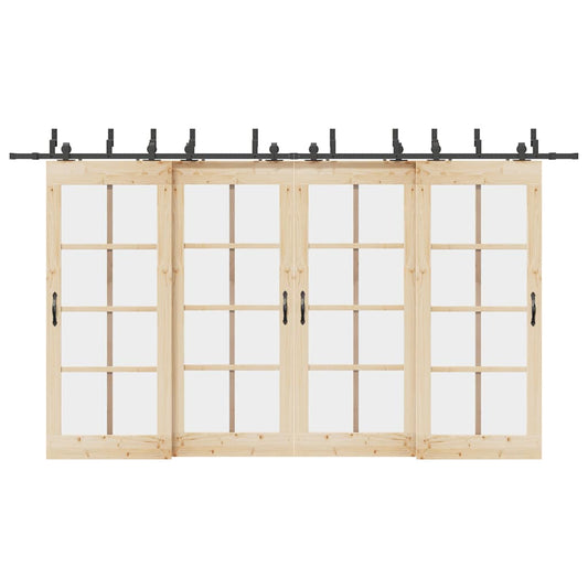 Sliding Door Hardware Kit 400 cm Steel Black