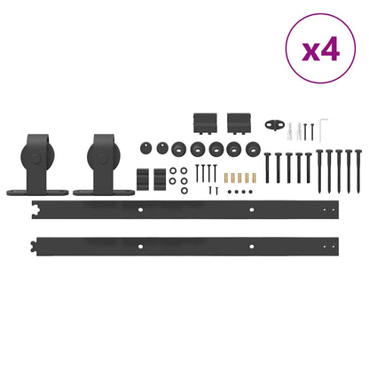 Sliding Door Hardware Kit 305 cm Steel Black