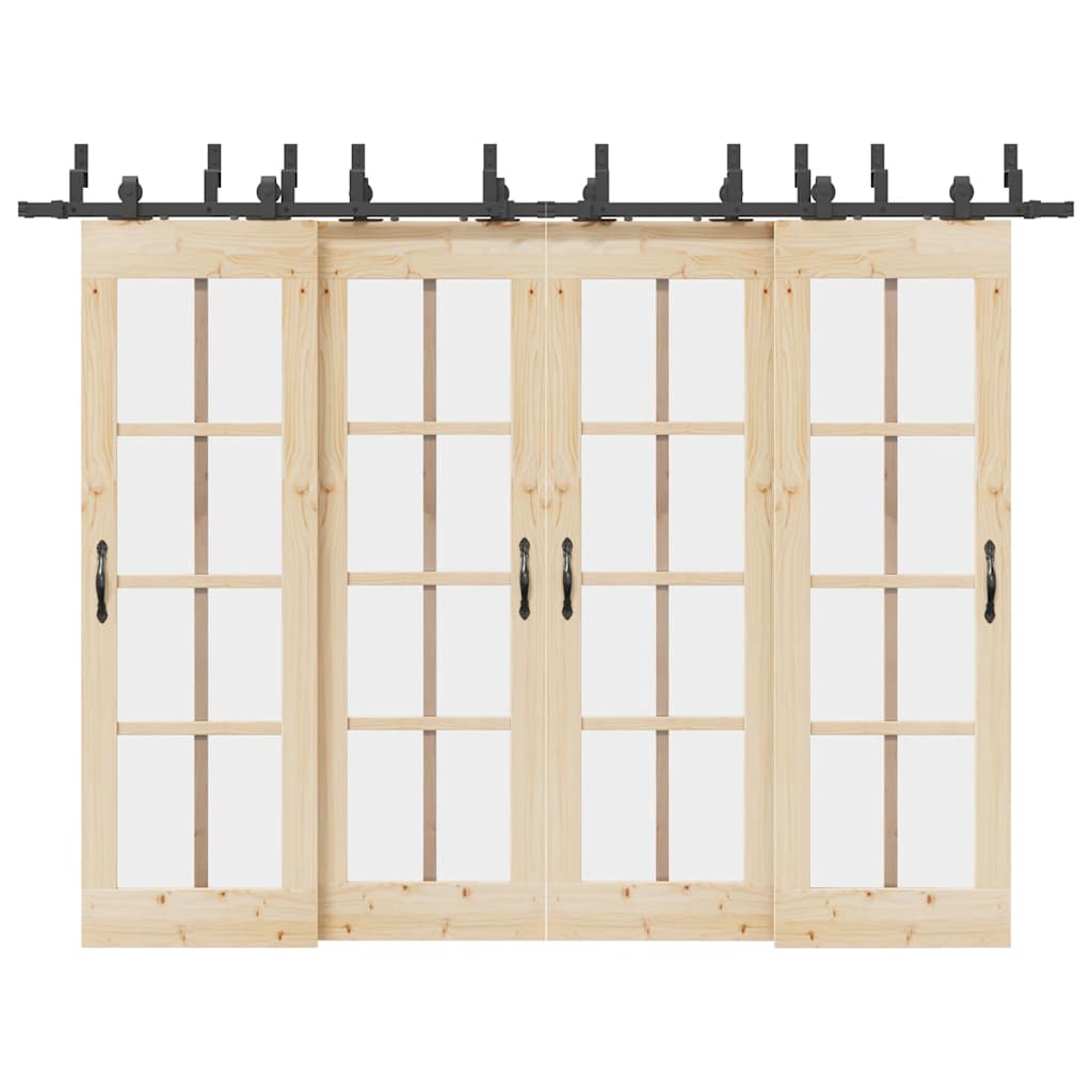 Sliding Door Hardware Kit 305 cm Steel Black