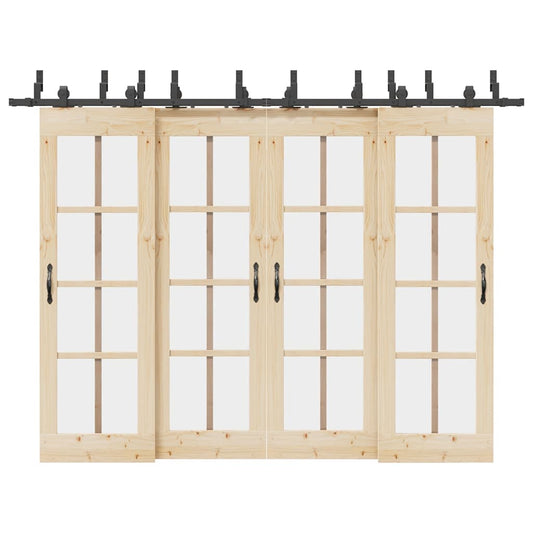 Sliding Door Hardware Kit 305 cm Steel Black