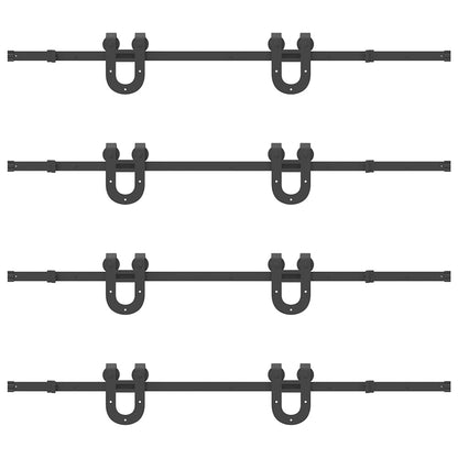 Sliding Door Hardware Kit 366 cm Steel Black