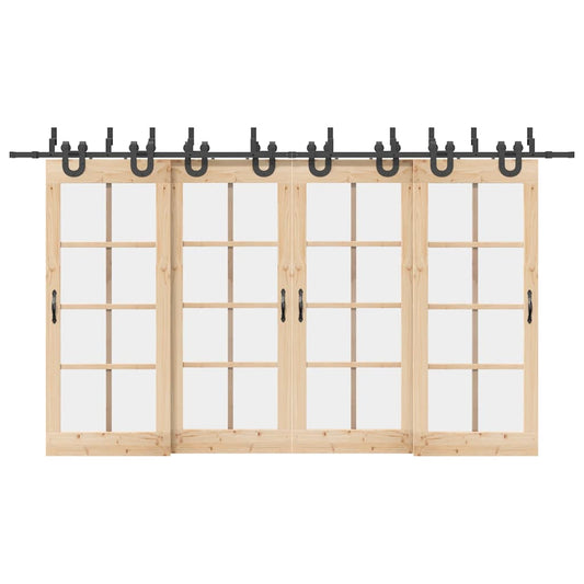 Sliding Door Hardware Kit 400 cm Steel Black