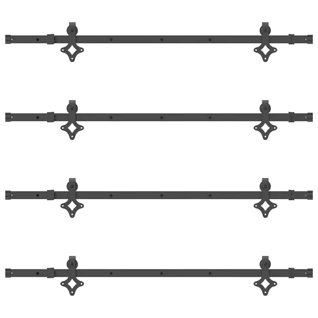 Sliding Door Hardware Kit 305 cm Steel Black