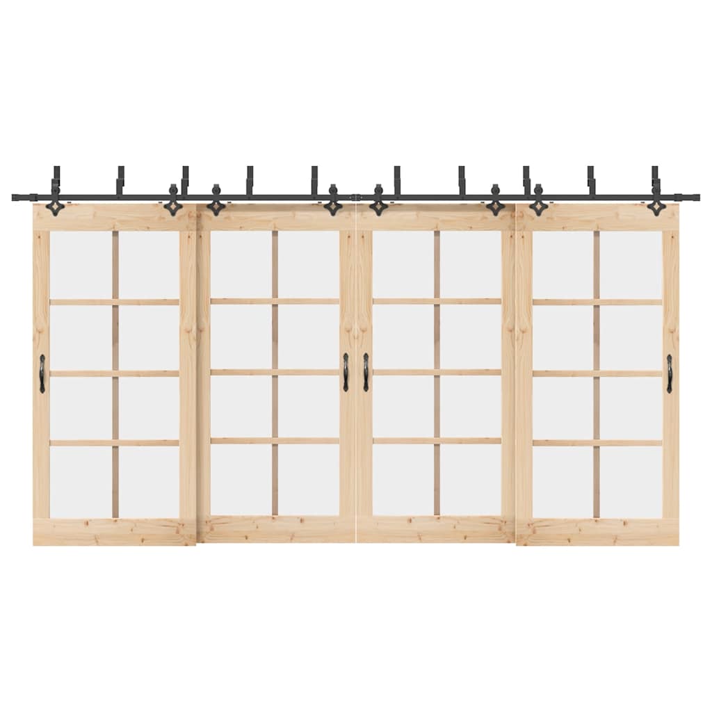 Sliding Door Hardware Kit 427 cm Steel Black
