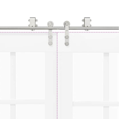 Sliding Door Hardware Kit 366 cm Stainless Steel Silver