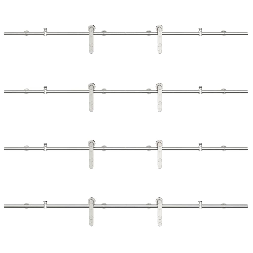 Sliding Door Hardware Kit 366 cm Stainless Steel Silver