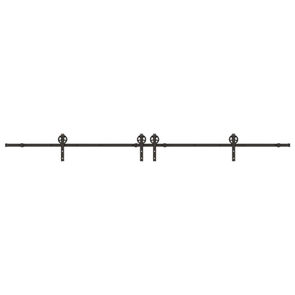 Sliding Door Hardware Kit 366 cm Steel Black