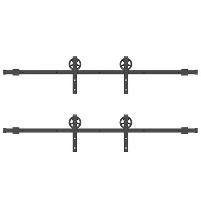 Sliding Door Hardware Kit 366 cm Steel Black