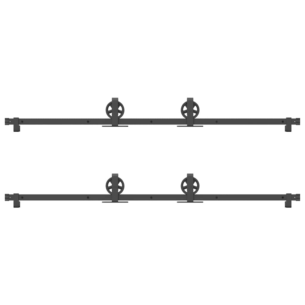 Sliding Door Hardware Kit 366 cm Steel Black