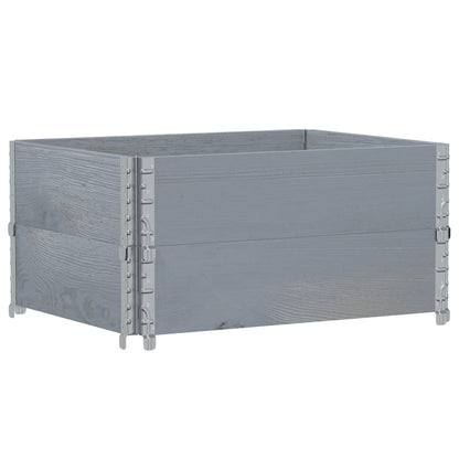 Pallet Collars 2 pcs Grey 80x60 cm Solid Wood Pine