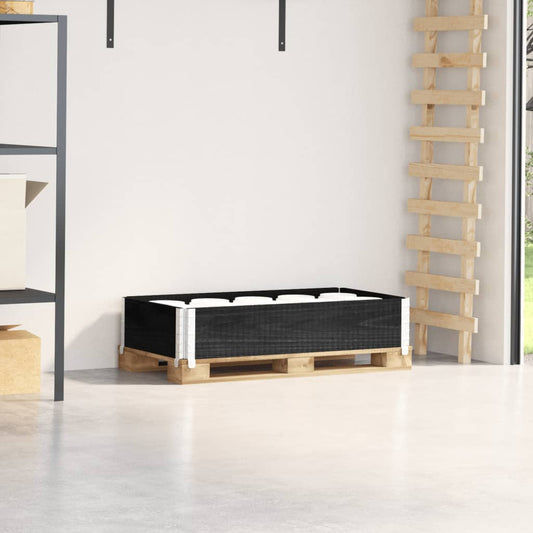Pallet Collar Black 100x50 cm Solid Wood Pine