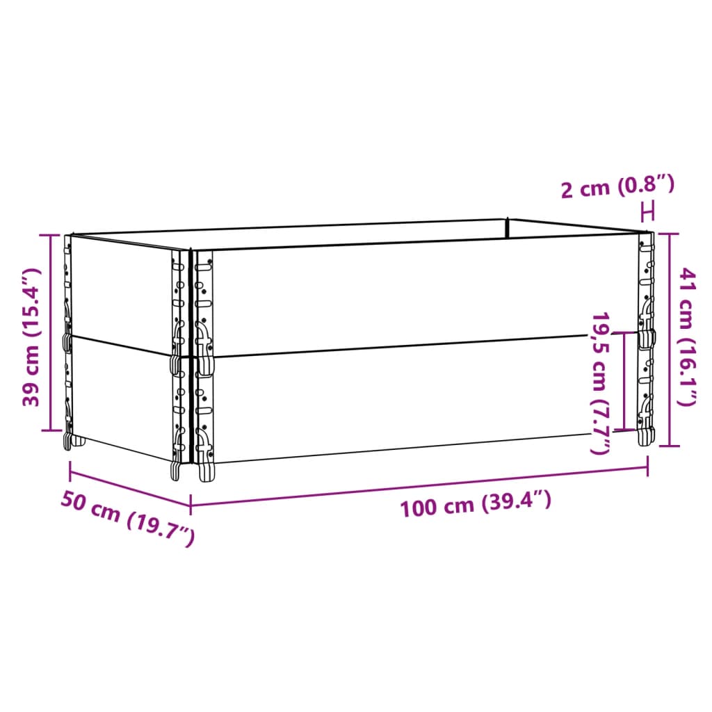 Pallet Collars 2 pcs Brown 100x50 cm Solid Wood Pine