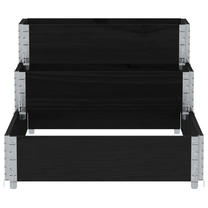 3-Tier Raised Bed Black 120x80 cm Solid Wood Pine