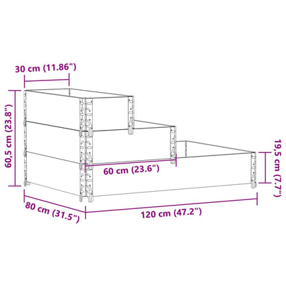 3-Tier Raised Bed Black 120x80 cm Solid Wood Pine