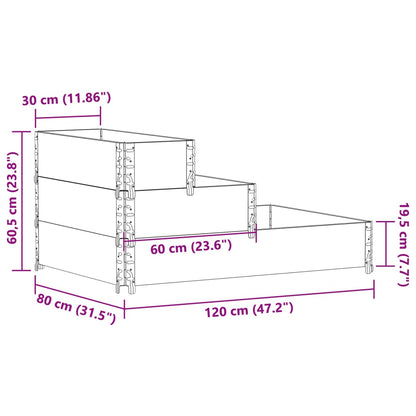 3-Tier Raised Bed Grey 120x80 cm Solid Wood Pine