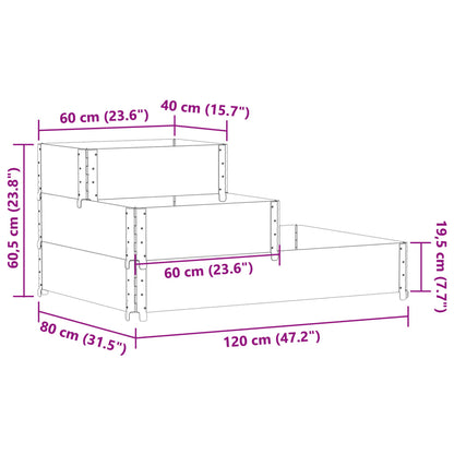 3-Tier Raised Bed 120x80 cm Solid Wood Pine