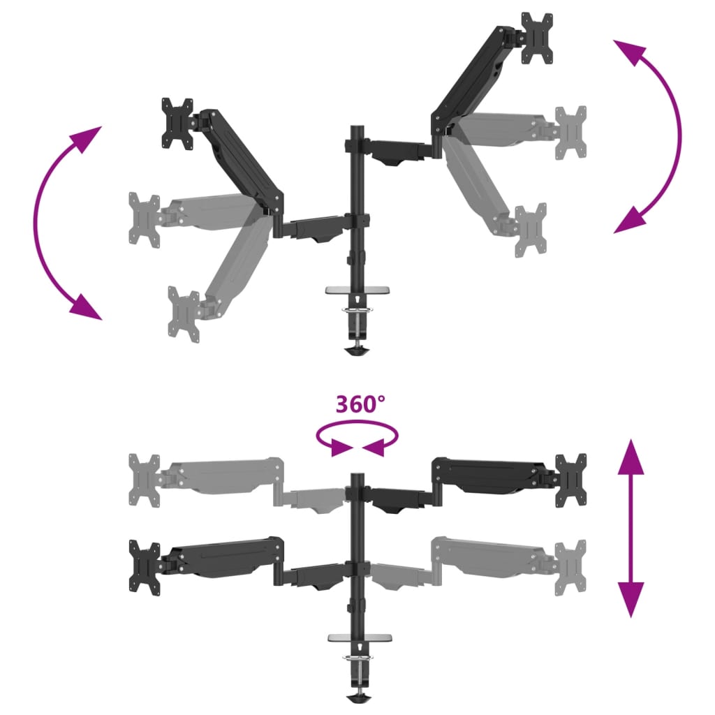 Dual Monitor Arm for Max 27 Inch Screen Gas Spring 20 kg