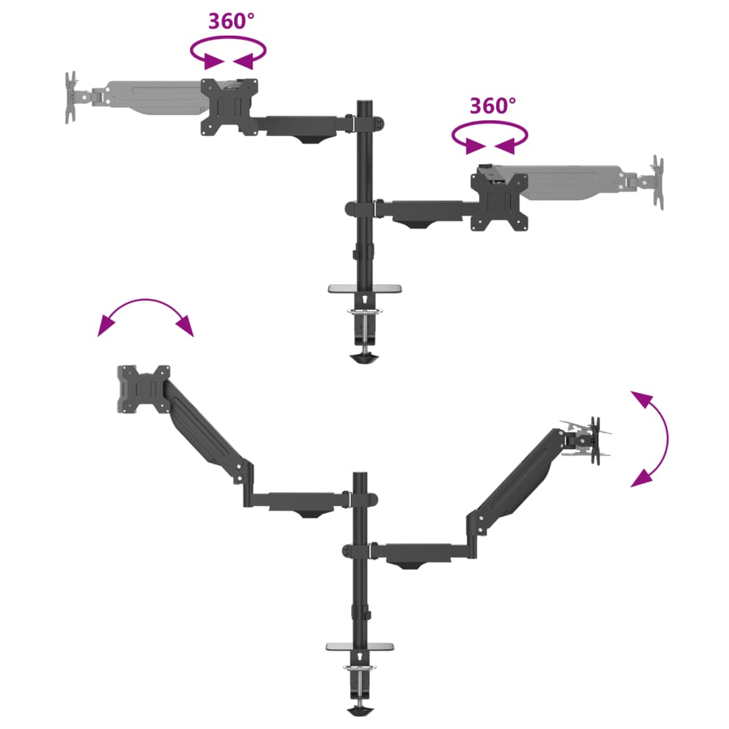 Dual Monitor Arm for Max 27 Inch Screen Gas Spring 20 kg