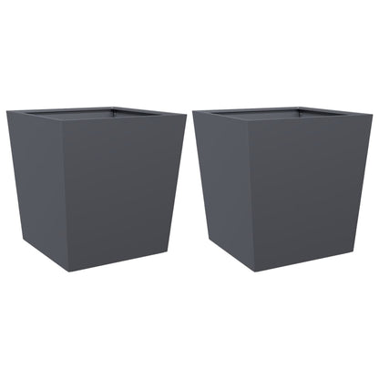 Garden Planters Anthracite 2 pcs 50x50x50 cm Steel