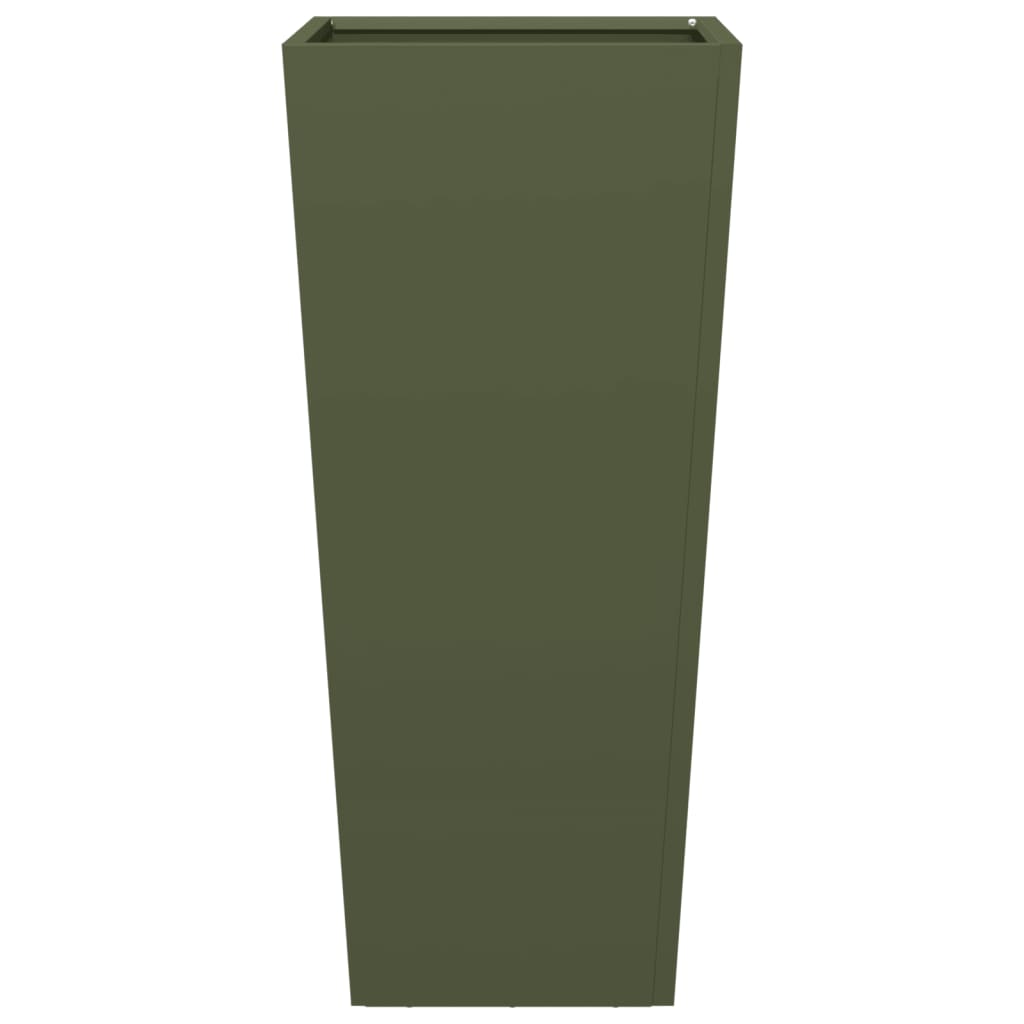 Garden Planter Olive Green 35x35x75 cm Steel