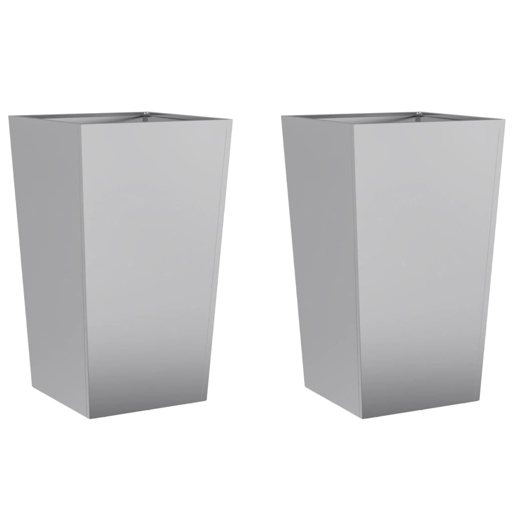 Garden Planters 45x45x75 cm 2 pcs Galvanised Steel