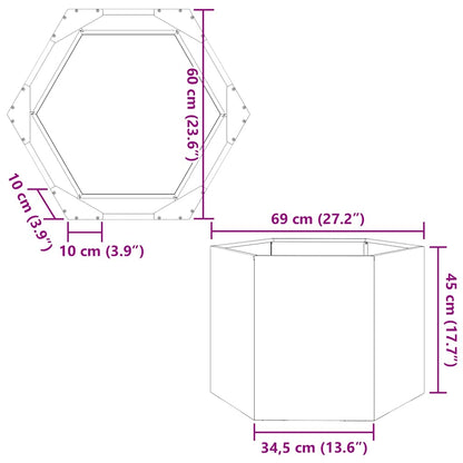 Garden Planter Hexagon 69x60x45 cm Galvanized Steel