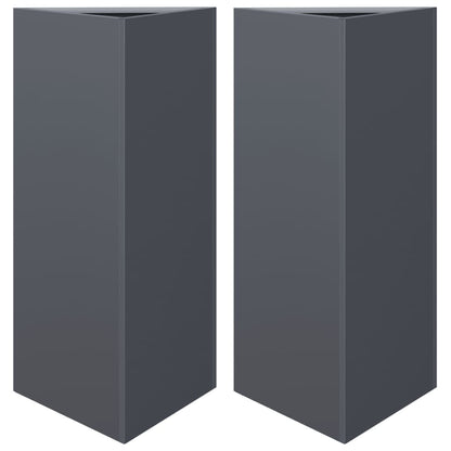 Garden Planters 2 pcs Anthracite Triangular 40x34.5x70 cm Steel