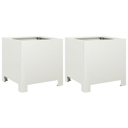 Garden Planters 2 pcs White 30x30x30 cm Steel