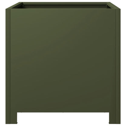 Garden Planters 2 pcs Olive Green 40x40x40 cm Steel
