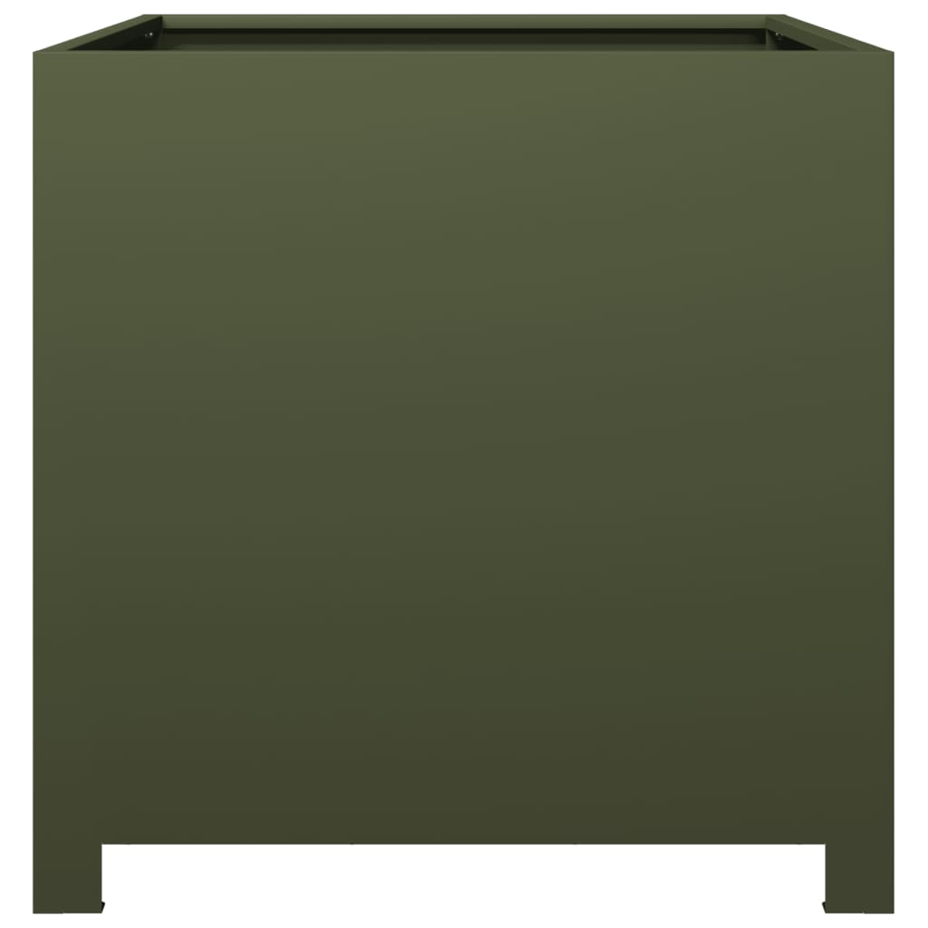 Garden Planter Olive Green 50x50x50 cm Steel
