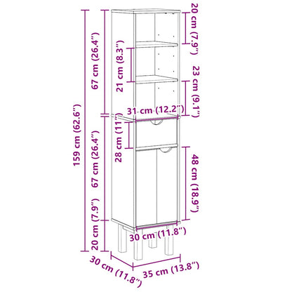 Bathroom Cabinet OTTA 35x30x159 cm Solid Wood Pine