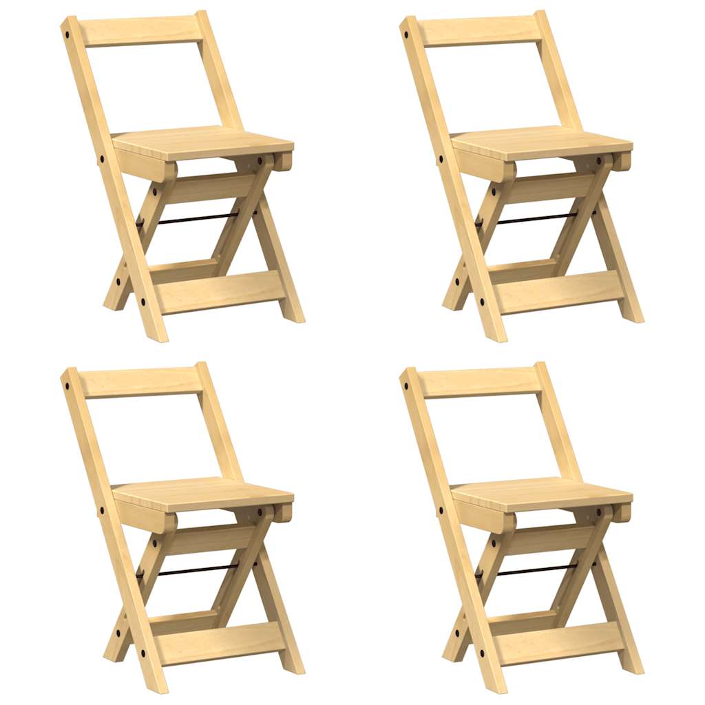 Dining Chairs Foldable 4 pcs Corona Wax Brown Solid Wood Pine