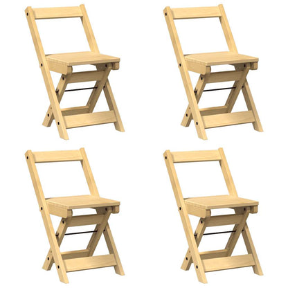 Dining Chairs Foldable 4 pcs Corona Wax Brown Solid Wood Pine