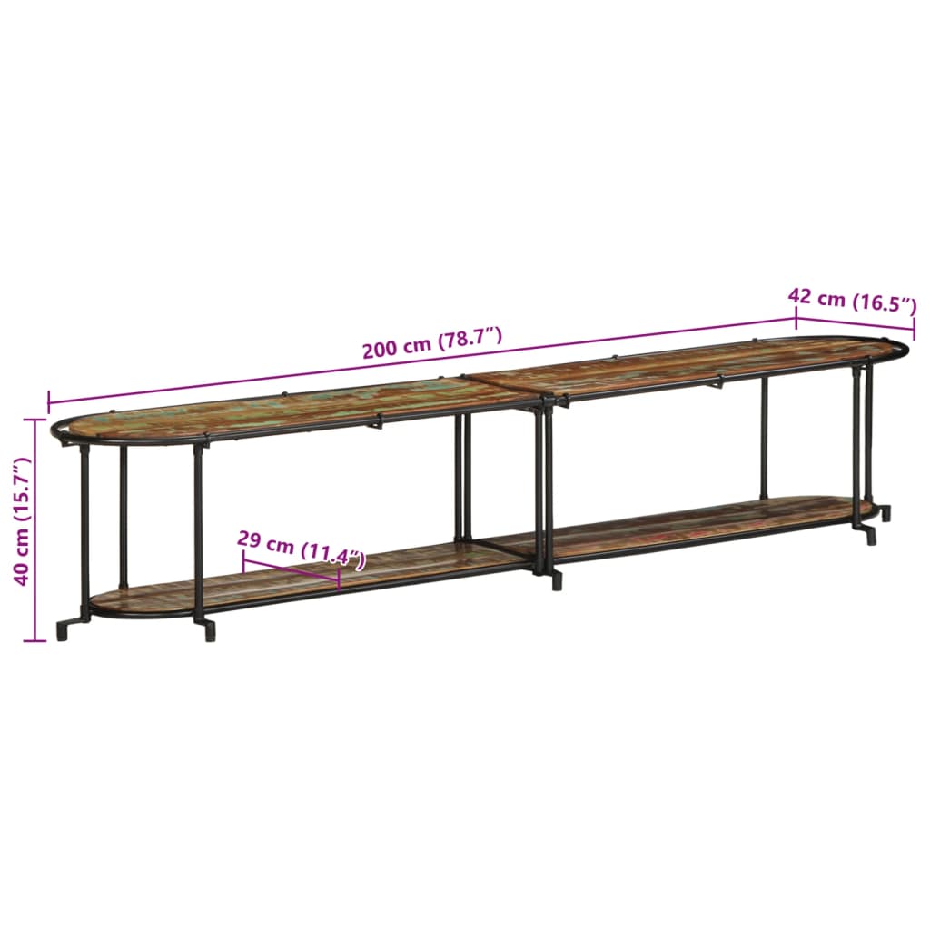 TV Cabinet 200x42x40 cm Solid Wood Reclaimed