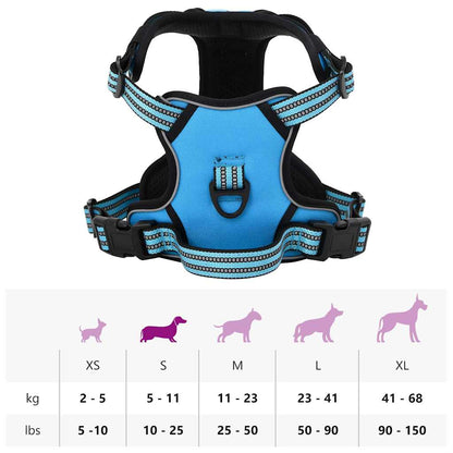 Dog Harness with Reflective Stripes Adjustable Blue S