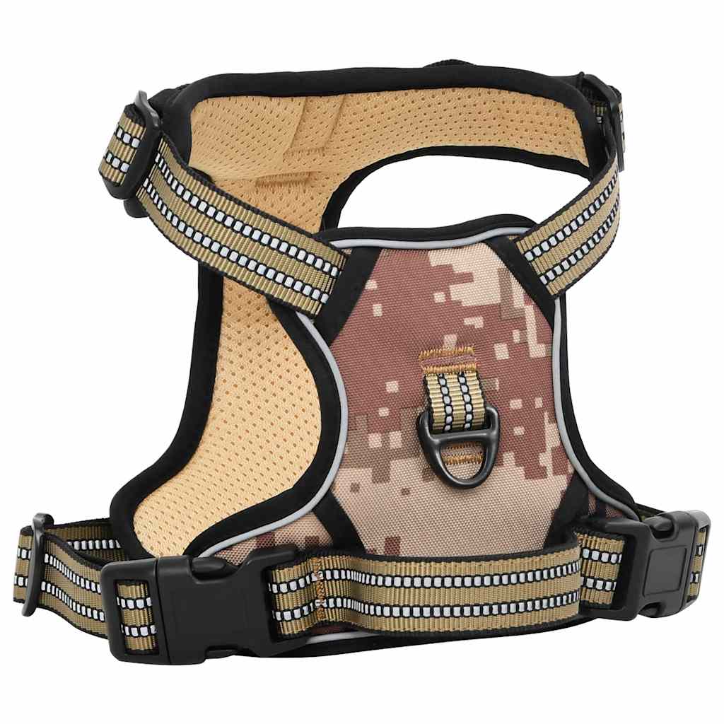 Dog Harness with Reflective Stripes Adjustable Camouflage Brown S