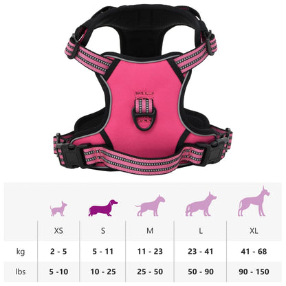 Dog Harness with Reflective Stripes Adjustable Pink S