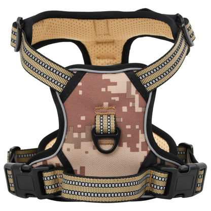 Dog Harness with Reflective Stripes Adjustable Camouflage Brown XL