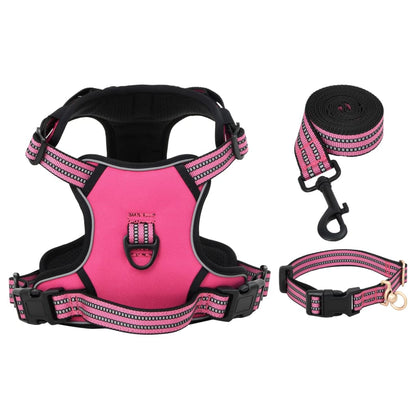 Dog Harness with Lead & Collar Adjustable Pink M