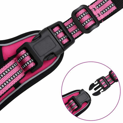 Dog Harness with Lead & Collar Adjustable Pink L