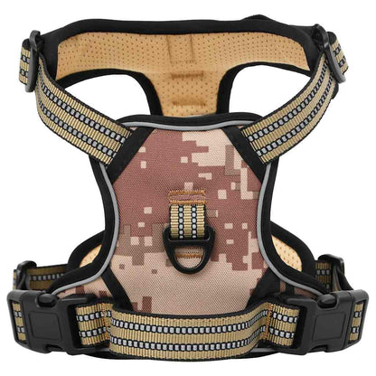 Dog Harness with Lead & Collar Adjustable Camouflage Brown XL