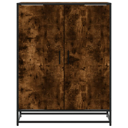 Shoe Cabinet Smoked Oak 75x38x97.5 cm Engineered Wood and Metal