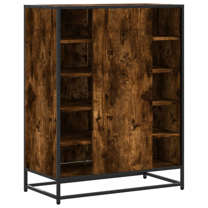 Shoe Cabinet Smoked Oak 75x38x97.5 cm Engineered Wood and Metal