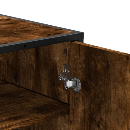 Shoe Cabinet Smoked Oak 75x38x97.5 cm Engineered Wood and Metal